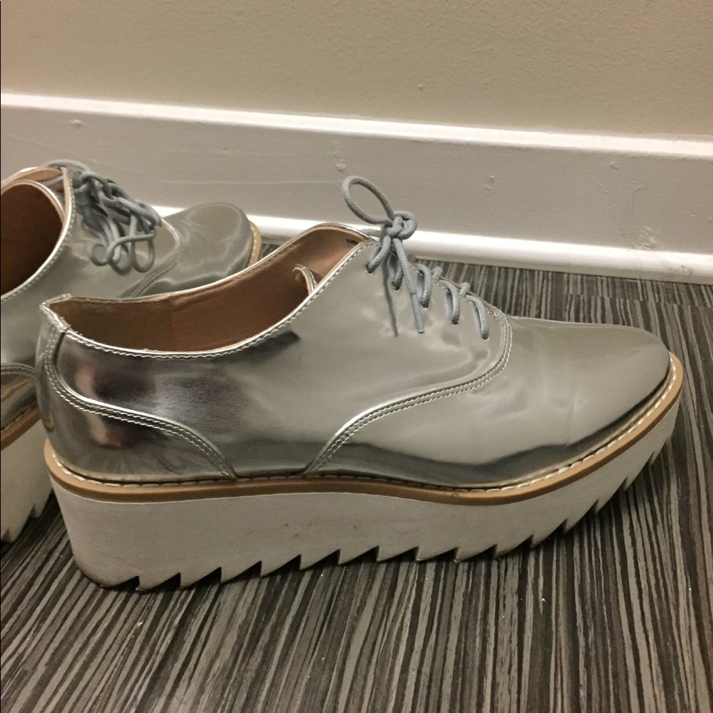 H&M Metallic Platform Lace Up Oxfords